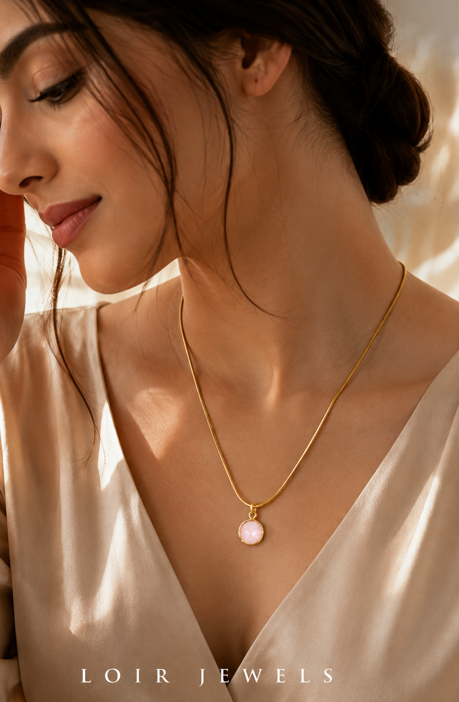 Pink Stone Pendant Necklace