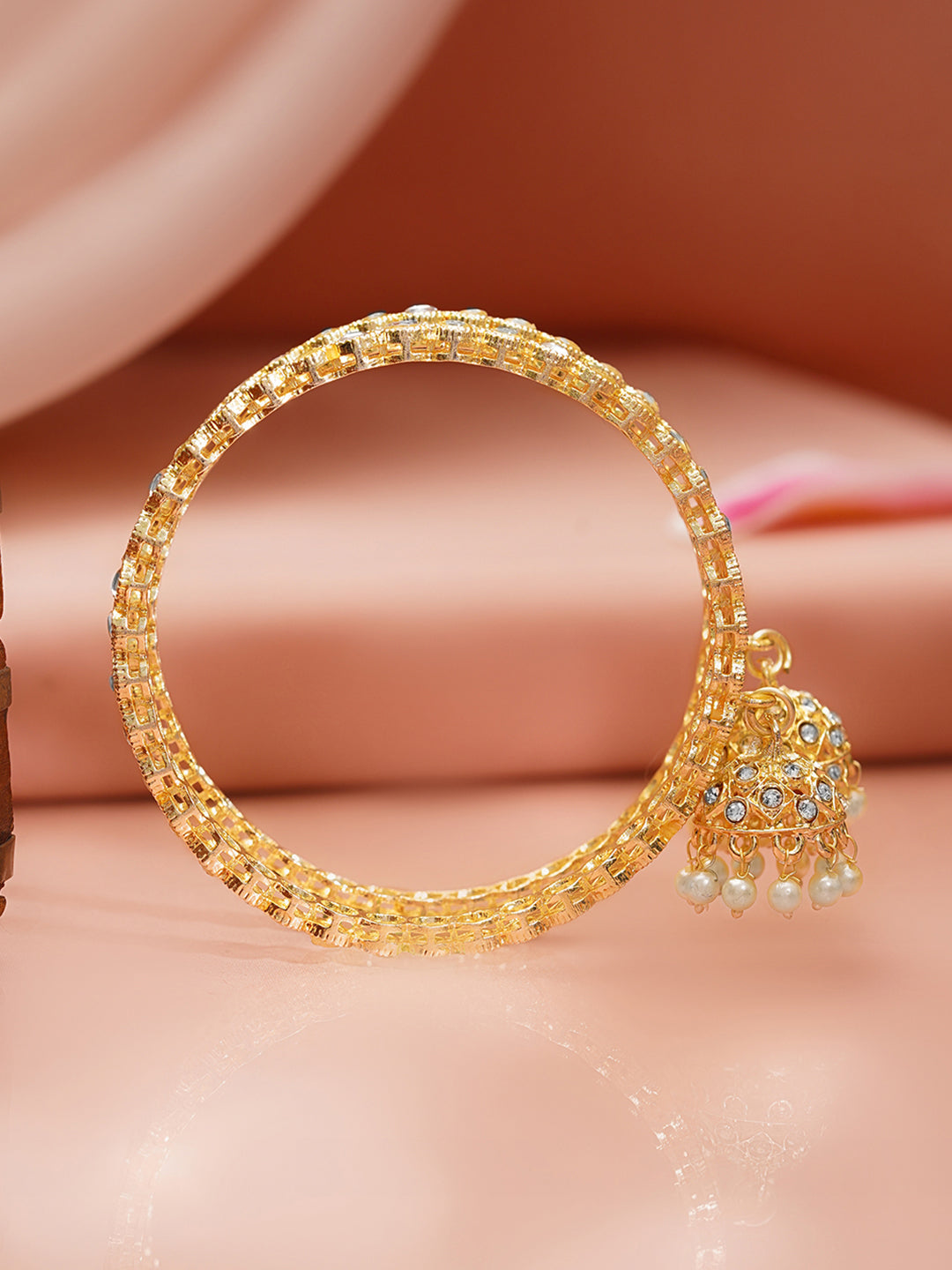 Festive Jhumki Pearl Kundan Bangle Pair
