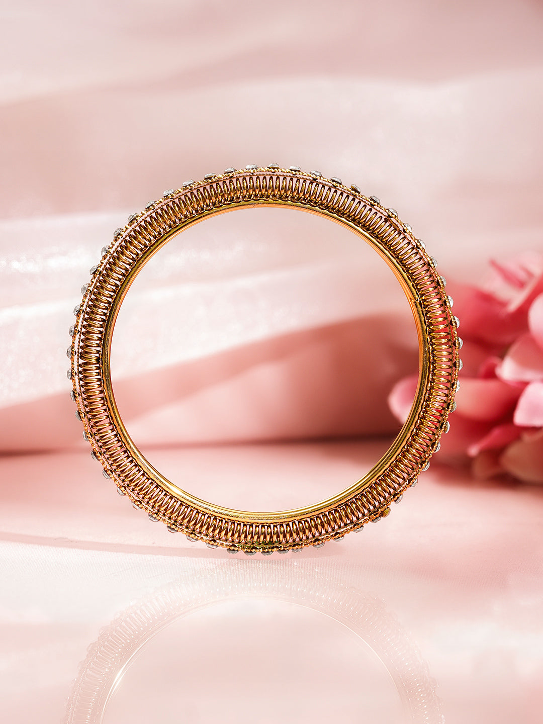 Crystal Luxe Stacked Gold Bangles
