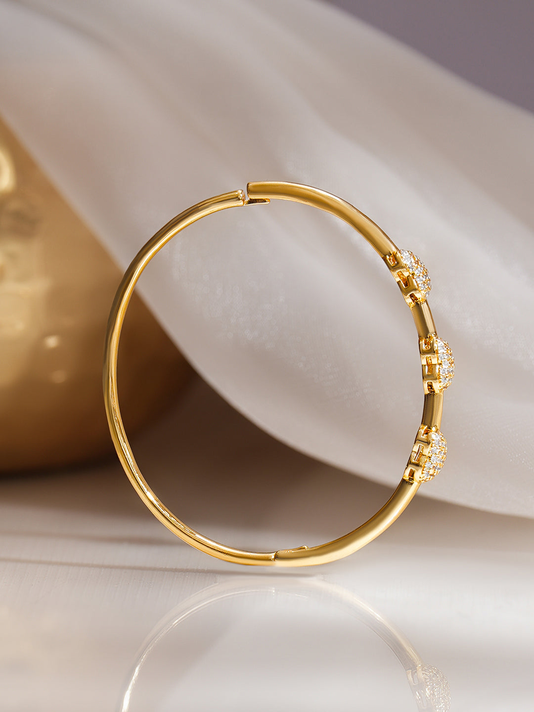 Gold Plated American Diamond Zirconia Heart Bracelet