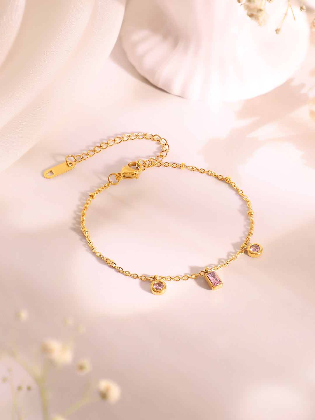 Demi Fine 18k Gold Plated Stainless Steel Crystal Charm Necklace & Bracelet Set