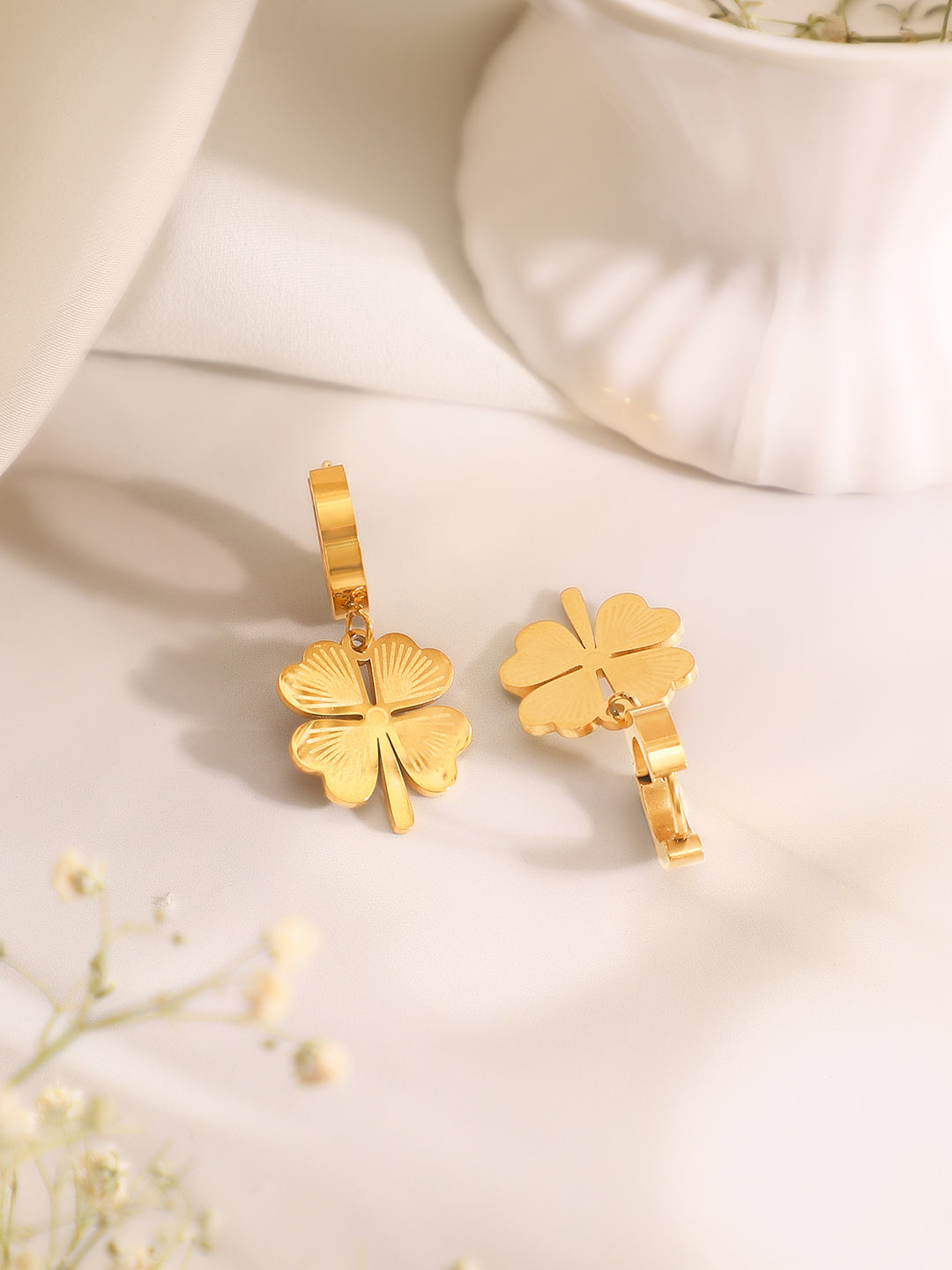 Demi Fine 18K Gold Plated Stainless Steel Floral Drop Pendant Set