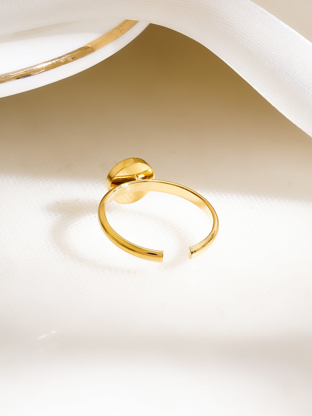 Demi Fine 18K Gold Plated Stainless Steel Mother of Pearl Open Ring
