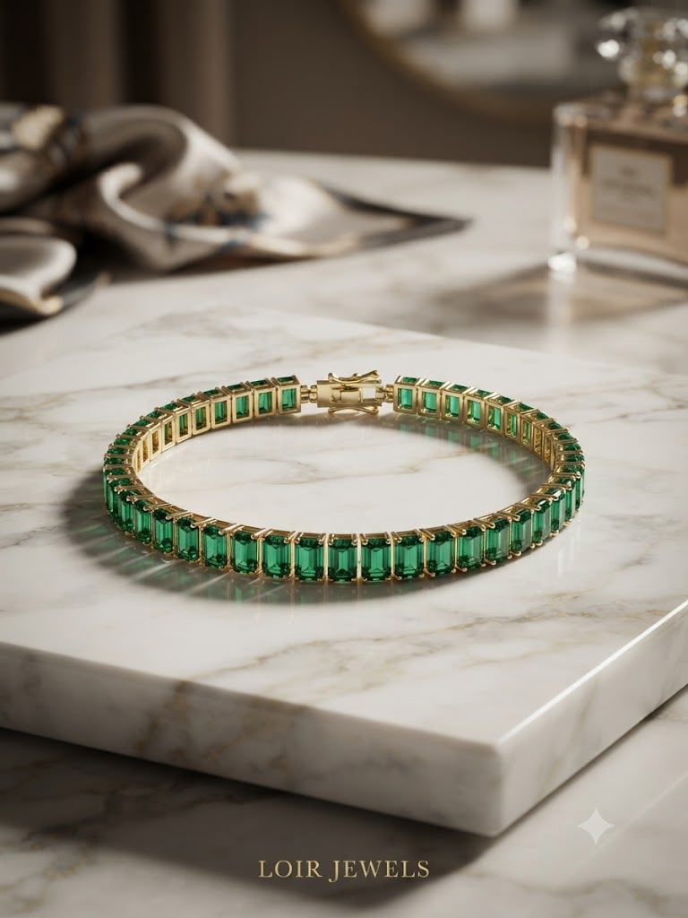 Green Baguette Tennis
Bracelet