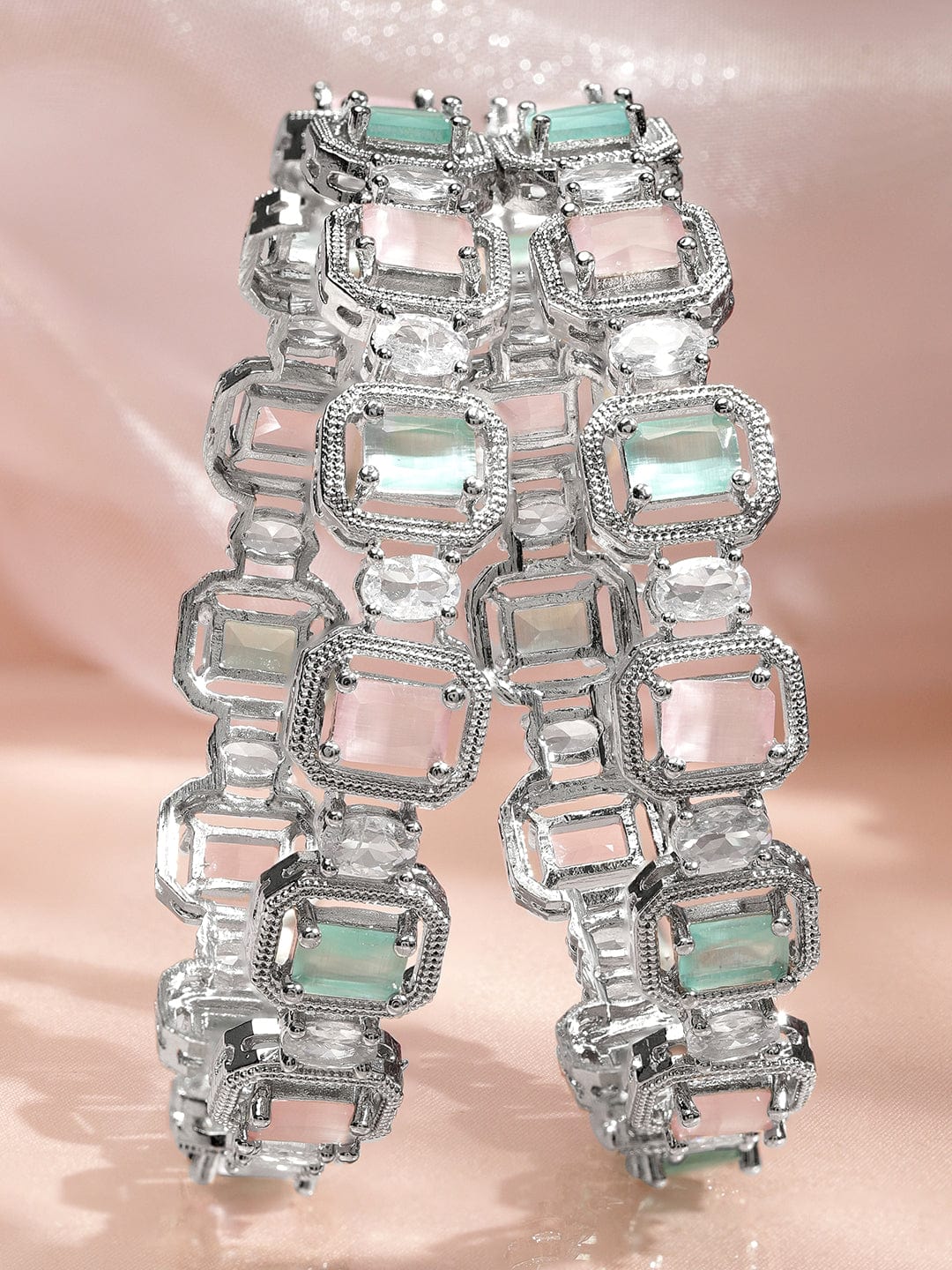Pastel Hues American Diamond Zirconia Bangles