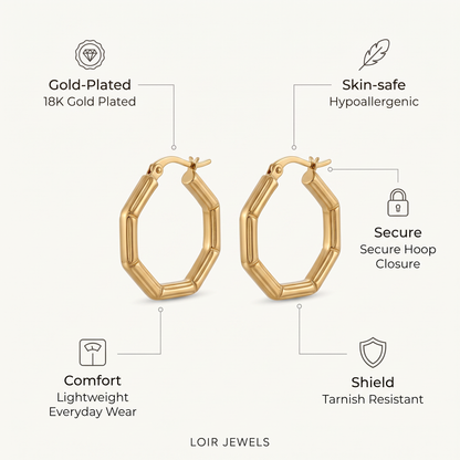Bamboo Gold Hoop Earrings