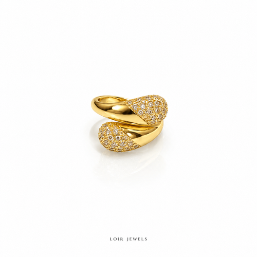 Golden Crystal Cluster Ring