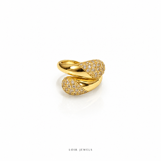 Golden Crystal Cluster Ring