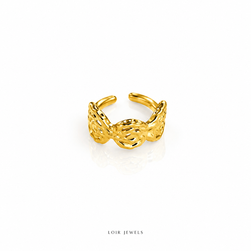 Gold-Plated Textured Open Ring
