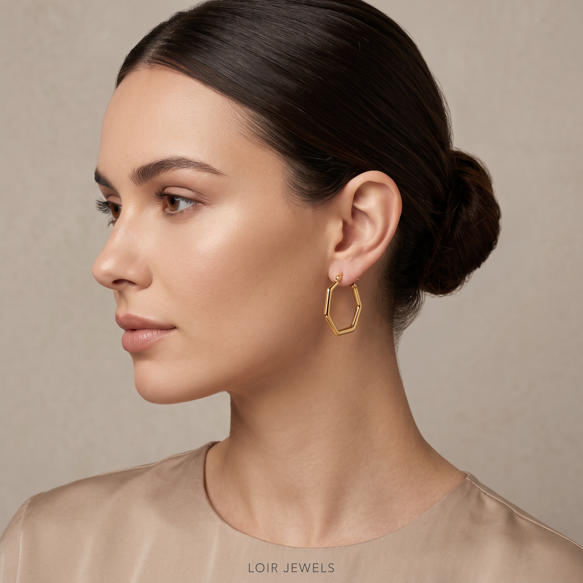 Bamboo Gold Hoop Earrings