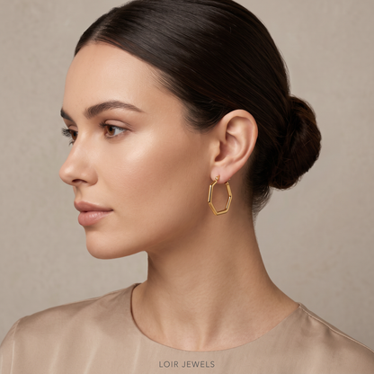 Bamboo Gold Hoop Earrings