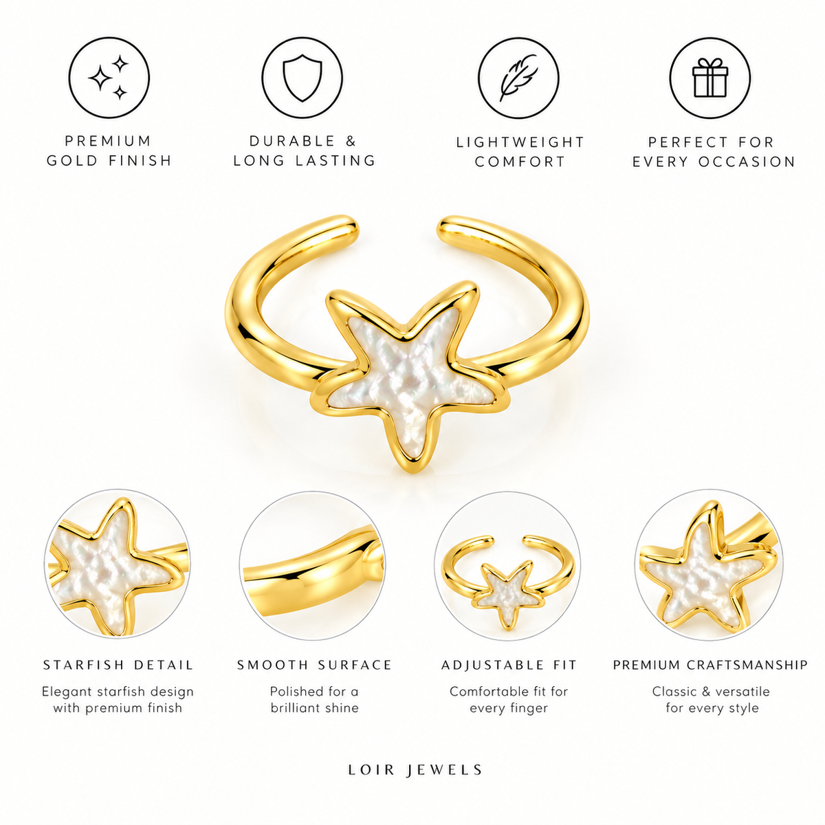 Golden Sea Star Ring