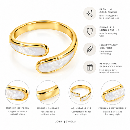 Golden Pearl Wave Ring