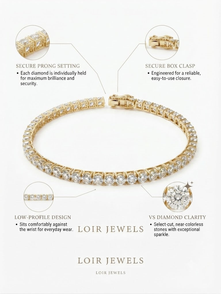 Matrix Tennis bracelet
Round cut, 18K gold plated