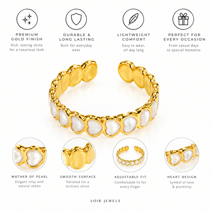 Golden Heart Cascade Ring