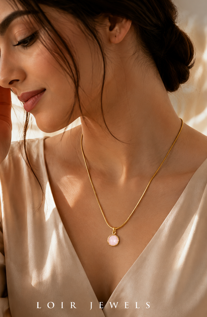 Pink Stone Pendant Necklace