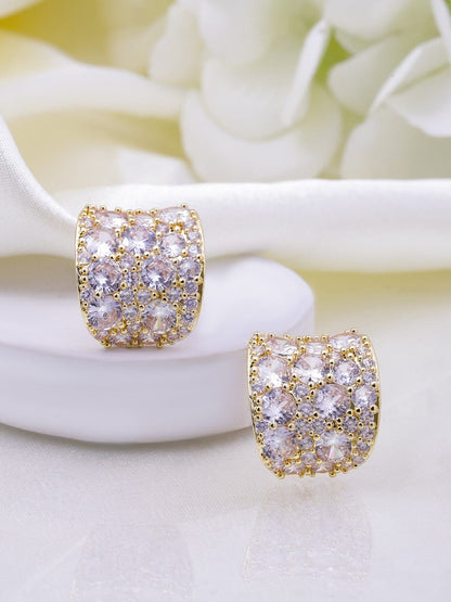 Prism Loop Golden American Diamond Zirconia Hoops