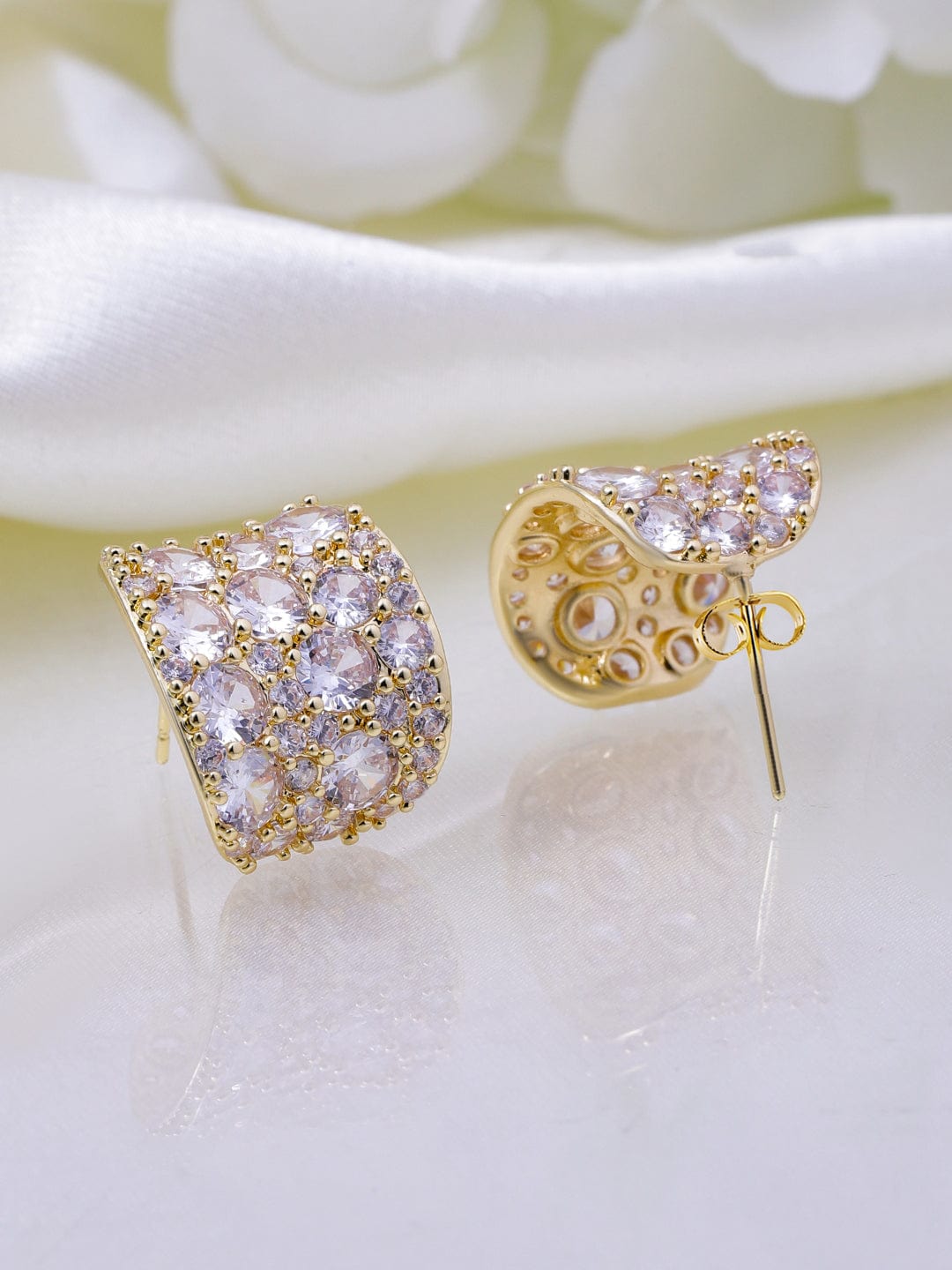 Prism Loop Golden American Diamond Zirconia Hoops