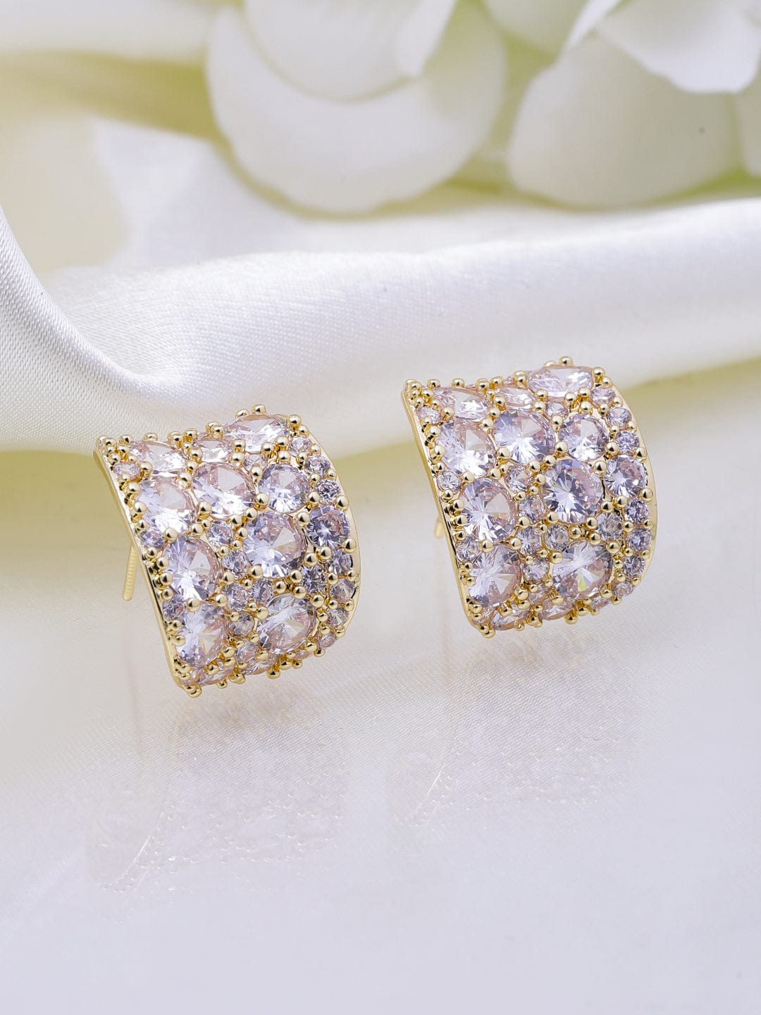 Prism Loop Golden American Diamond Zirconia Hoops
