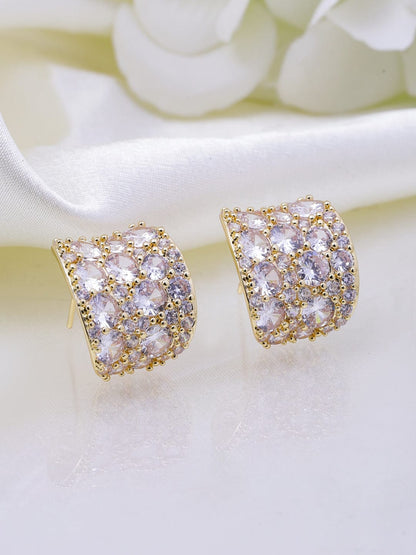 Prism Loop Golden American Diamond Zirconia Hoops