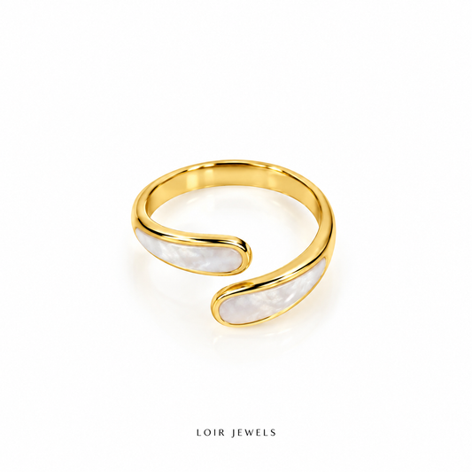 Golden Pearl Wave Ring