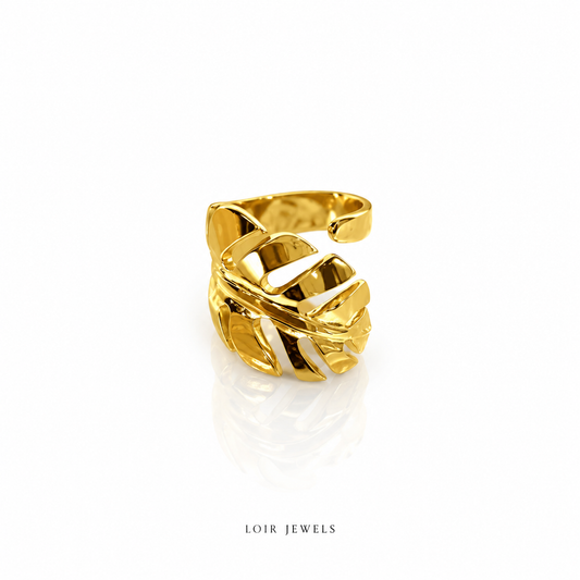 Gold-Plated Leaf Wrap Statement Ring