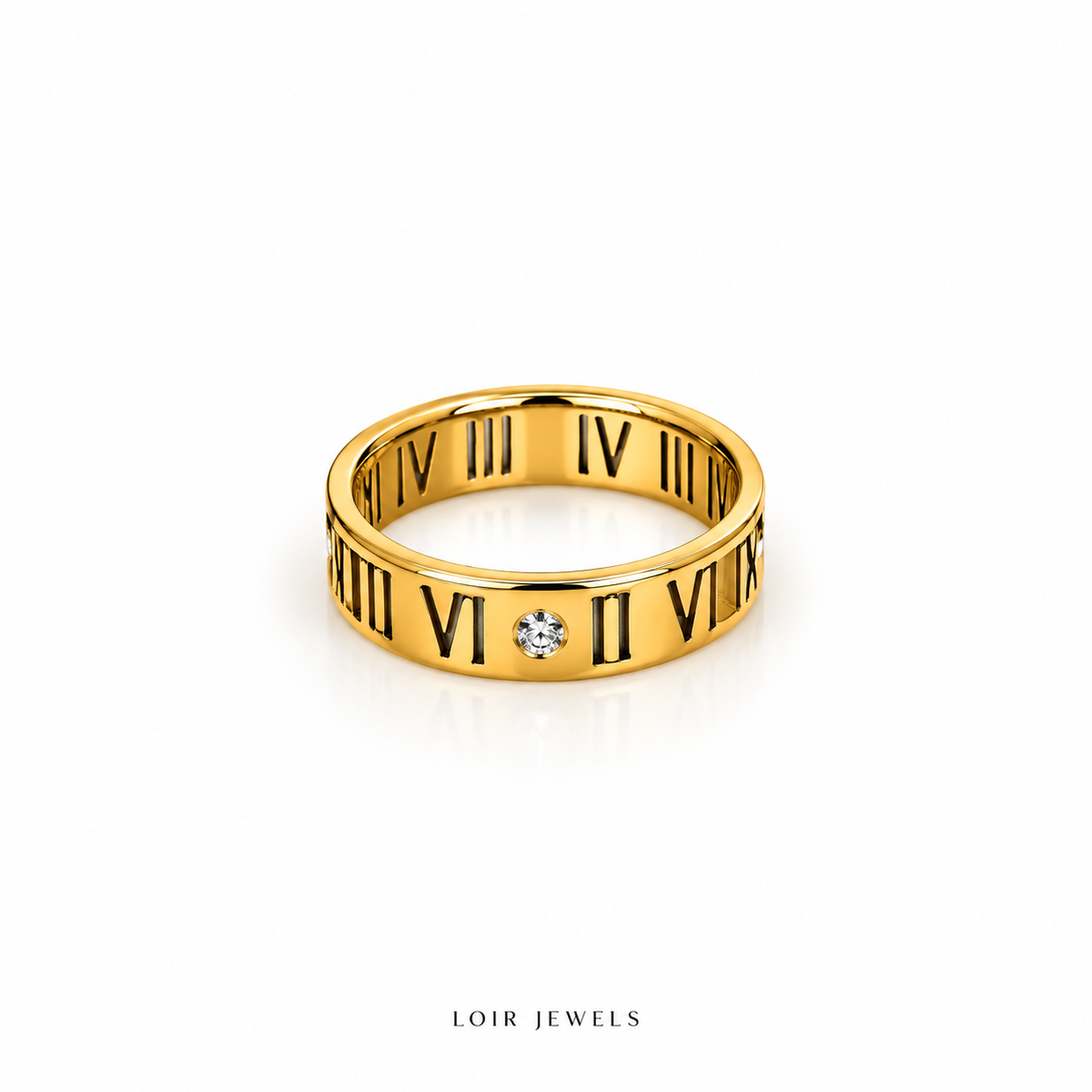 Roman Numeral Crystal Accent Ring