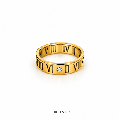 Roman Numeral Crystal Accent Ring