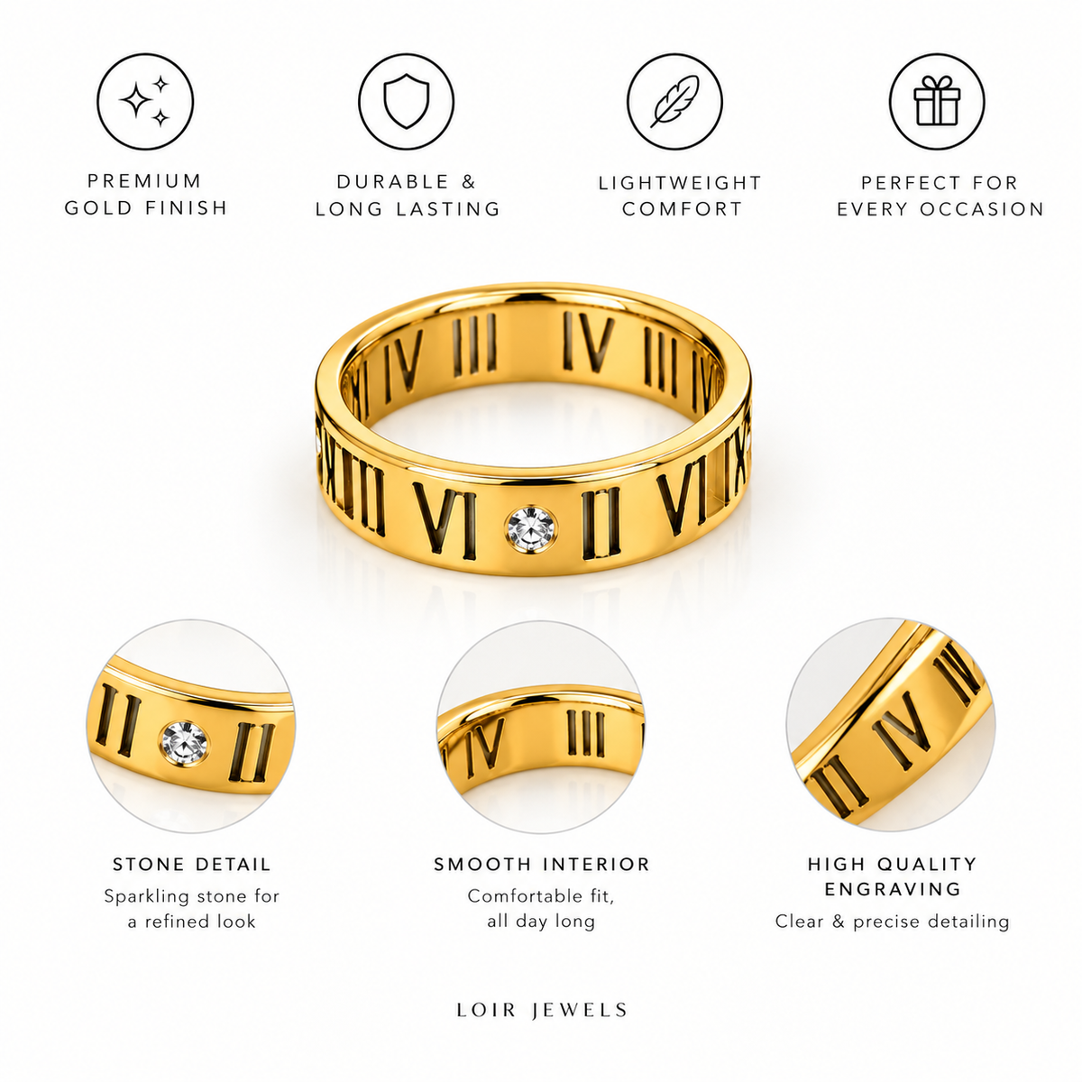 Roman Numeral Crystal Accent Ring