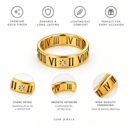 Roman Numeral Crystal Accent Ring