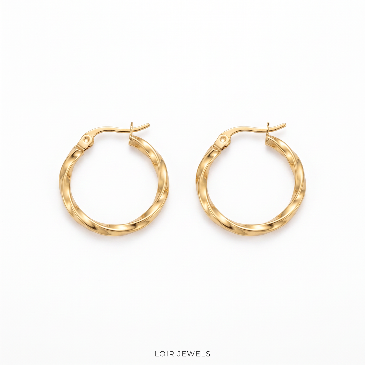 Sleek Gold Twist Hoops
