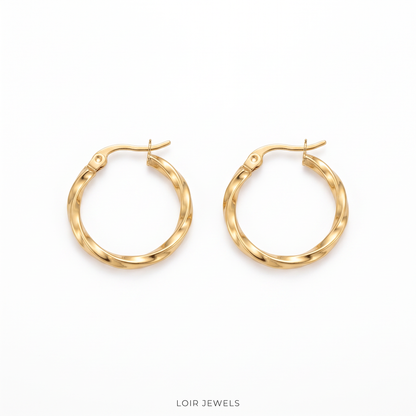 Sleek Gold Twist Hoops