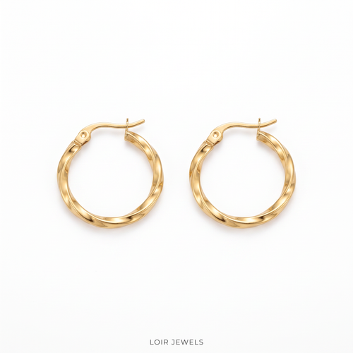 Sleek Gold Twist Hoops