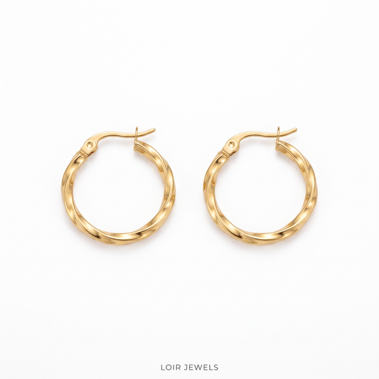 Sleek Gold Twist Hoops