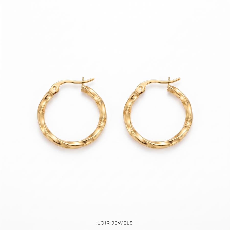 Sleek Gold Twist Hoops