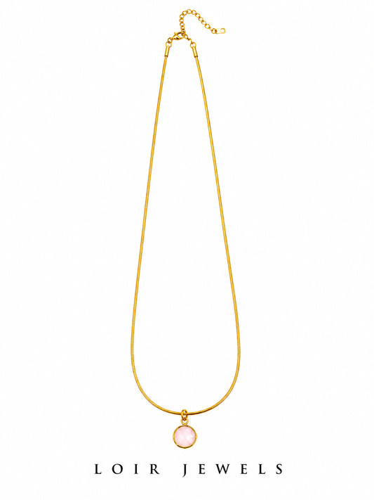 Pink Stone Pendant Necklace