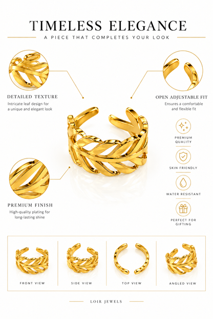 Gold-Plated Braided Open Ring