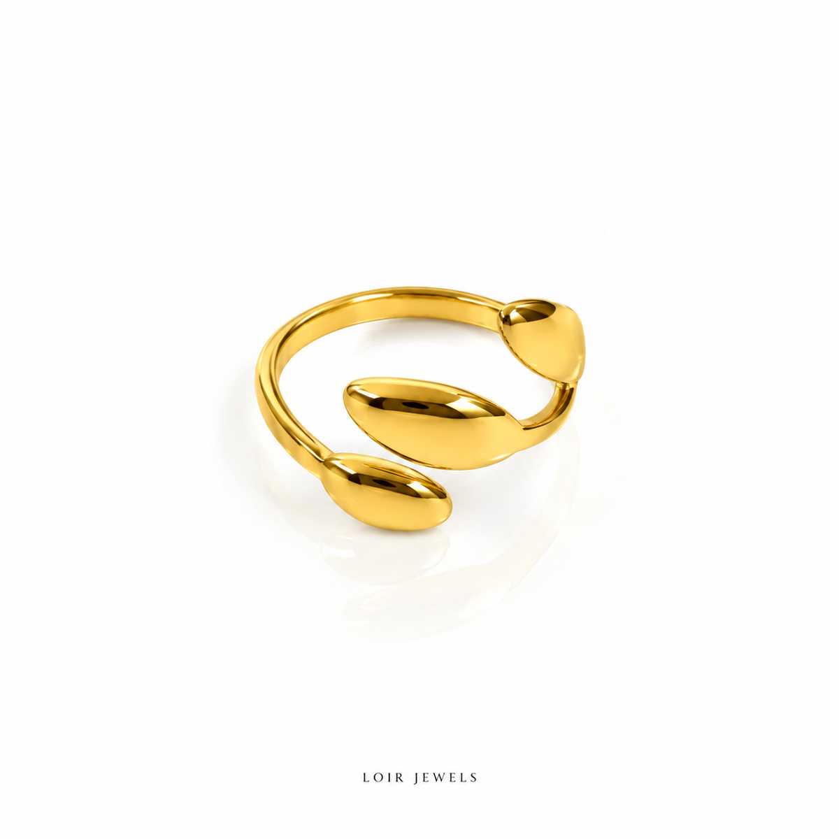 Gold-Plates Triple Oval Open Ring