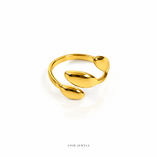 Gold-Plates Triple Oval Open Ring