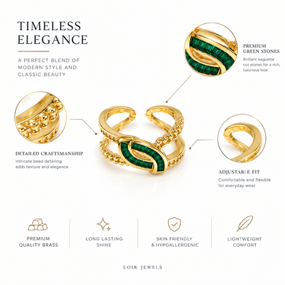 Emerald Luxe Crossover Ring