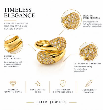 Golden Crystal Cluster Ring