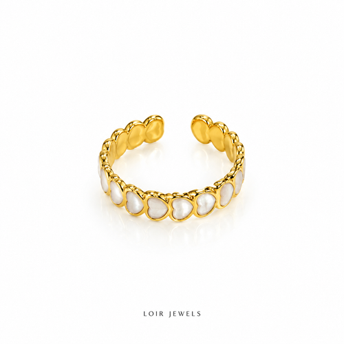 Golden Heart Cascade Ring