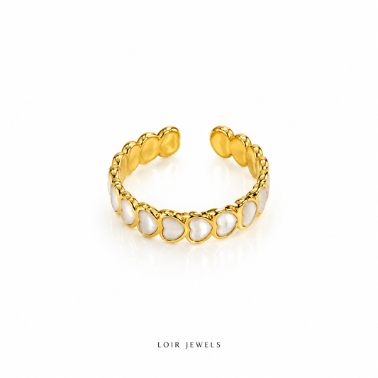 Golden Heart Cascade Ring