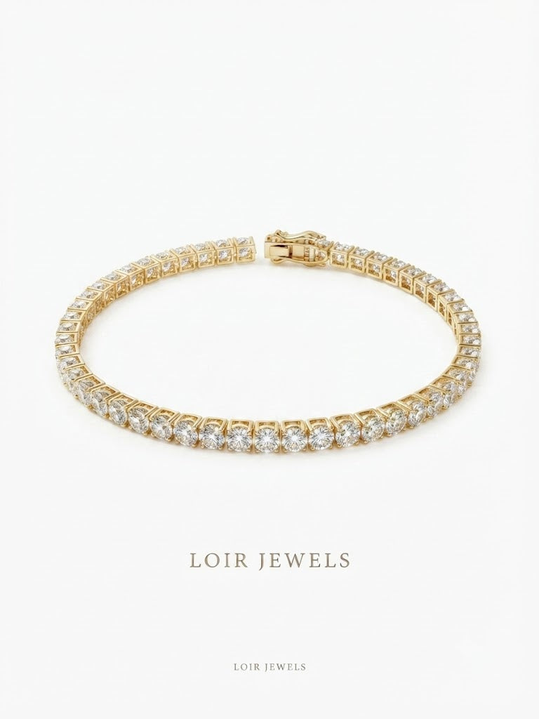 Matrix Tennis bracelet
Round cut, 18K gold plated