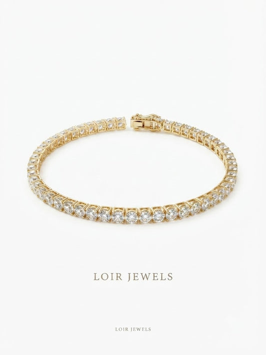 Matrix Tennis bracelet
Round cut, 18K gold plated