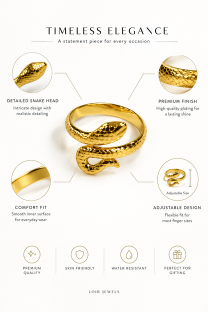 Gold-Plated Snake Design Ring