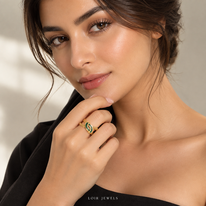 Emerald Luxe Crossover Ring