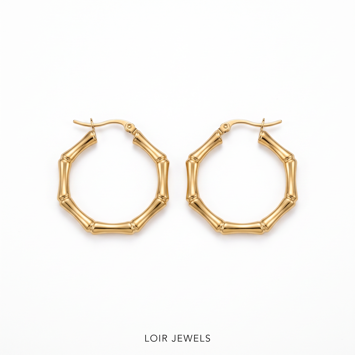 Bamboo Gold Hoop Earrings