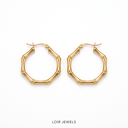 Bamboo Gold Hoop Earrings