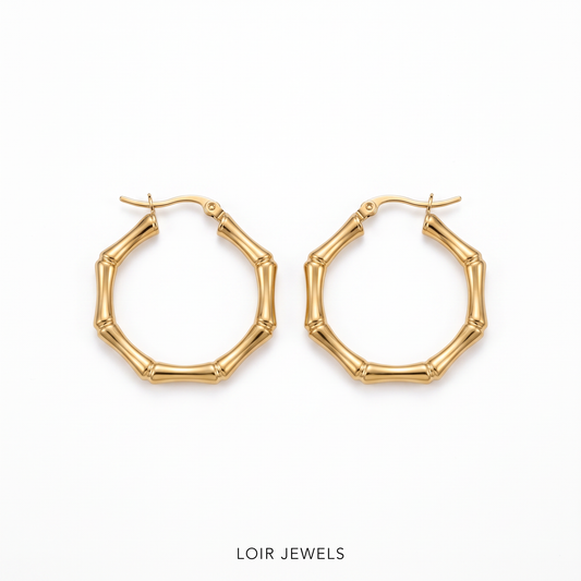 Bamboo Gold Hoop Earrings